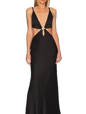 bec + bridge Black Backless Cutout Evening Gown